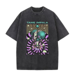 Rock Band Tame Impala Deadbeat Tour 2026 Vintage Pesemist&ouml;&ouml;tlusega T-s&auml;rk Unisex Hip Hop Gooti T-s&auml;rk Vabaaja &Uuml;le suuruse L&uuml;hikeste varrukatega T-s&auml;rgid L black