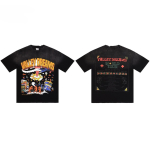 STREETRICH Uus Suvine Streetwear Kuumate Puuritud Ameerikalik Trend L&uuml;hikeste Varrukate T-s&auml;rk Lahtine Meeste Naiste Puuvillane Hip Hop Topid T-s&auml;rgid Siltidega T-s&auml;rk S black