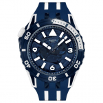 SWATCH SCUBAQUA seeria kvartsmehhanismiga 100 meetrit veekindel meeste k&auml;ekell &Scaron;veitsi kell 44 mm sinine sihver biosource materjalist korpus silikoonrihm SSCU09N100 merelaine