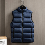 Pardisuledest vooderdatud vest meestele s&uuml;gis-talve hooajaks, slim-fit ja soe, varrukateta vest, pluss-suuruses rasvunud mehe jakk M sinine