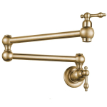 Seinale paigaldatav harjatud kuldne messingist kokkupandav potti t&auml;itev segisti, kahe k&auml;epidemega k&ouml;&ouml;gisegisti, pikendatav segisti kraan (as the picture,Brass)