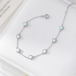 925 Sterling H&otilde;be Opaal Jaam K&auml;ev&otilde;ru Naistele &Otilde;rn 18K Kullatud &Uuml;mar Valge Opaal L&uuml;lidega K&auml;ev&otilde;ru Ehted 15+3.5cm white