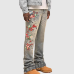 STREETRICH Pestaud Kulutatud Teksap&uuml;ksid Meestele Denim Sirged P&uuml;ksid Vintage Pahkluupikkusega P&uuml;ksid Kesk K&otilde;rgusega Taskutega N&ouml;&ouml;p T&otilde;mblukk Streetwear S gray