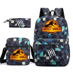 Jurassic World Dinosaurus Seljakott Jurassic World &Otilde;pilase Koolikott L&otilde;unakott T&otilde;mblukuga Kotike Trendikas three-piece set gray