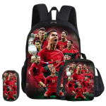 Ronaldo 3 tk komplekt Koolikott CR Jalgpalli t&auml;ht laps Seljakott Pinalikotid Koolikott L&otilde;unakott Jalgpallispordi seljakott Laste kingitus
