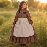 VintageDesign Asuniku Kleit | N&ouml;&ouml;pidega Eesosa, Lai Volangidega &Uuml;laosa, Kodutalu Kleit, Kooli jaoks S beige
