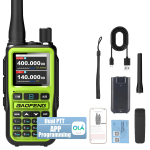 Kahepakend Baofeng UV-5R Mini 5W raadioaparaate | Bluetooth kanalite s&uuml;nkroniseerimine + NOAA tormiteated | Type-C laetav h&auml;daolukordadeks USB Plug sinine
