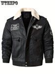 Meeste Bomber Mootorratta vintage fliisist kunstnahast jope &ndash; stiilne ja soe &ndash; ideaalne s&uuml;giseks/talveks &ndash; ideaalne kingitus jalgratturitele ja moehuvilistele XL black