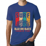 Meeste vintage T-s&auml;rk Graafiline T-s&auml;rk Surf Summer Time ILLE DE BATZ Royal Blue XS denim sinine v&auml;rv