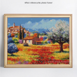 DIY t&auml;is&uuml;mmargune teemantmaaling maastik Linn T&auml;isekraan DIY teemanttikandid ristpistes 20X30CM