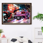 5D DIY Diamond Mosaic Teemanttikandid Punane mootor ja roosa auto tikitud ristpiste 20X30CM