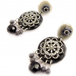 Les Tr&eacute;sors De Lily [C5257] - Boucles Cr&eacute;ateur 'Babouchka' Noir Gris must