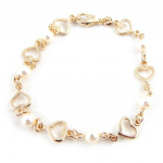 Les Tr&eacute;sors De Lily [G1720] - Bracelet Plaqu&eacute; Or 'All&eacute;gresse Perl&eacute;e' love valge