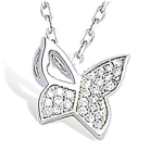 Les Tr&eacute;sors De Lily [L1253] - Collier Argent 'Papillon' blanc argent&eacute; (rhodi&eacute;) - 10x10 mm valge