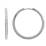 Les Tr&eacute;sors De Lily [Q4648] - Cr&eacute;oles Argent 'Cristal Pl&eacute;nitude' blanc argent&eacute; (rhodi&eacute;) - 40 mm- 2 mm valge