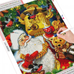 5D teemantmaaling J&otilde;uluvana t&auml;ispuur ruudukujuline teemanttikandid karu mosaiik n&auml;put&ouml;&ouml; kodukaunistus Full Round (20X30CM)