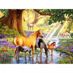 5D teemantmaali hobuste kivikivikomplekt t&auml;isruudukujuline &uuml;mmargune puur Teemanttikandid Loomade ristpistes k&auml;sitsi valmistatud kingitus Full Round 20X30CM punane