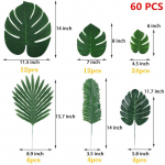 Kunstlikud palmilehed troopiline taim koos kunstliku monstera lehtede vartega Simulatsioon Safari lehed Hawaii laualehtede kaunistuste jaoks 6 t&uuml;&uuml;pi
