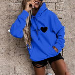 FO Naiste mood vabaaja l&otilde;bus, tr&uuml;kitud kapuutsiga dressipluus lahtised sporditopsid Pullover XXL sinine