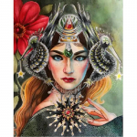 5D DIY Teemantmaali Kuninganna ristpistes Komplekt Mosaiik Teemanttikandid Roos T&auml;is&uuml;mmargune/ruudukujuline puur Kodukaunistus Round 20x30cm