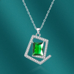 BELLA BOX geomeetriline ruudukujuline ripats kaelakee mitmev&auml;rviline mood pulmakihlus ehted roheline