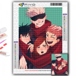 DIY 5D teemantmaal Anime Jujutsu Kaiseni ristpiste komplekt t&auml;ispuurtikandid mosaiikkunst Pilt kividest kingitus Full Round 20X30CM