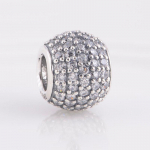Sobib Euroopa k&auml;ev&otilde;rule 925 Sterling Silver Clear Pave Ball Charms Metallist helmestega ehete valmistamiseks