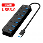 VAORLO 7 pordiga USB dokkimisjaam USB 3.0 kiire edastus U-disk juhtmevaba hiire klaviatuuri jaoks koos s&otilde;ltumatu juhtimise jaoturi adapteriga must