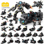 585 tk Linnapolitsei Swat Transforming Military ehitusplokid Veoautod Helikopteri S&otilde;jalaevamudel Laste Isetegemise tellised M&auml;ngupoisi kingitused