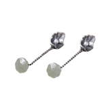 Naiste Lotus Seedpod Leaf Pearl Jade K&otilde;rvar&otilde;ngad Ehted Hiina stiilis 925 Sterling H&otilde;be Pikad Rippuvad K&otilde;rvar&otilde;ngad Hulgim&uuml;&uuml;k EH121 h&otilde;be