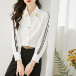 Kevadine uus allak&auml;iva kraega pidulik kleit-s&auml;rgid naistele, &uuml;he rinnaga pluus S valge