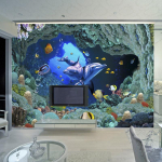 3D-fototapeet Veealune Maailm Laste Magamistuba Elutuba Diivan TV Taust Seinakatte Seinatapeet 200 cm(W) x 140 cm(H)