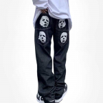 Prindi kottis teksad Naiste harajuku mood Y2K hip-hop vintage t&auml;navar&otilde;ivad laia s&auml;&auml;rega p&uuml;ksid teksap&uuml;ksid unisex r&otilde;ivad M must