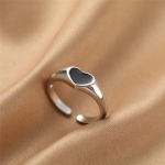 Retro Vintage Metall H&otilde;bedane V&auml;rvus Punane Must S&uuml;damega Bague S&otilde;rmused Naistele Meestele Ehted Aksessuaarid Kingitused Amuletid Unsex Design Avatud S&otilde;rmus