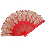 Kokkupandav ventilaator koos rippuva r&otilde;ngaga, sujuvalt avanev mugav k&auml;epide, selge mustriga Hiina stiilis kangas Kokkupandav ventilaator koolitarbed A punane