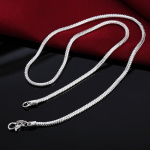 45-60cm 925 Sterling H&otilde;be 1MM/2MM/3MM ussiketi kaelakee Meestele Naiste Moeehted ripatsiga 50cm must