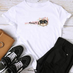 (Aasia suurus) Prindi Cat Sweet Lovely Trend Armas graafiline t-s&auml;rk naiste naiste suvine topp Naiste T-riided vabaaja mood l&uuml;hikeste varrukatega T-s&auml;rk S