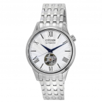 Citizeni roostevabast terasest avatud s&uuml;damega h&otilde;bedane sihverplaadiga automaatne meestekell NH9130-84A h&otilde;be