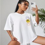 Not Happy Cotton Print Naise T-s&auml;rk Essential Suvereided Lahedad Pehmed Mugavad T-s&auml;rgid Vabaaja Individuaalne All-Match Tee top S h&otilde;be