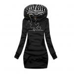 Pingutusn&ouml;&ouml;r ees tasku, pikad varrukad, keskmise pikkusega pullover Hoodie Naiste s&uuml;gistalv Heartbeat Print Slim Fit kapuutsiga dressipluus &uuml;ler&otilde;ivad XL kollane