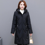 Suures suuruses XL-6XL Keskealised naiste talvised polsterdatud mantlid kapuutsiga vabaaja paksud soojad talvejoped naisele elegantsed pikad parkad 6XL