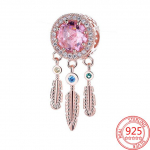 Ehtne 925 plaadiga roosa Pansy lillemailiga amulett Murano sobib moek&auml;ev&otilde;ru S925 h&otilde;bedane v&otilde;lu, DIY t&uuml;druku ehte kingitus