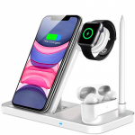 Kokkupandav 20 W juhtmevaba laadija 4-&uuml;hes kiirlaadimisdokk iPhone'ile 14 13 12 11 Xs X 8 Apple Watch 7 Se 6 5 Airpods 3 Pro Style2 White