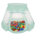 Selonise m&auml;ngutelk 105x90cm/200 palli lossimaja pop up ballpit plastikpallid lastele, piparm&uuml;nt:kollane/roheline/sinine/punane/oranž 105x90cm/200 balls