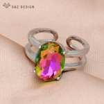 Moodsad munakujulised ovaalsed kristallist reguleeritavad s&otilde;rmused naistele pulmadeks Elegantsed roosakuldsed ehted, peen kingitus