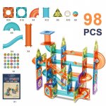 132 tk Magnetplaadid Marble Run ehituskomplekt, Marble Run Race Magnet Plokid m&auml;nguasjad, Laste STEM &otilde;ppe- ja harivad aju arendamise m&auml;nguasjad vanuses 6+ 34x27x7.5cm,98Pcs mitmev&auml;rviline