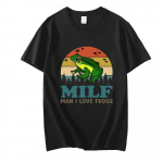 MILF Unisex I Love Frogs Funny Saying Amphibian Lovers Vintage Funny Unisex T-s&auml;rk Unisexi s&auml;rk l&uuml;hikeste varrukatega puuvillane T-s&auml;rk L