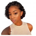 Naiste l&uuml;hikesed afro lokkis parukas kohevad loomuliku v&auml;limusega k&otilde;rge temperatuuriga kiud kuumakindlad naiste mustad lainelised s&uuml;nteetilised juuksed must