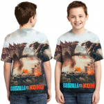 Godzilla Vs Monster King Kong T-s&auml;rk 3D digiprindiga T-s&auml;rk Multikas Poistele T&uuml;drukutele L&uuml;hikeste varrukatega suver&otilde;ivad Kingitus 130cm