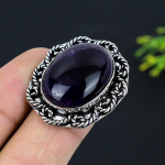 Natural Sage Amethyst Gemstone Handmade 925 Sterling Silver Ring Size 7 i8o07